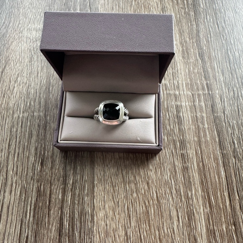 David Yurman Sterling Silver 925 Albion Ring with Black Onyx 11mm Size 10